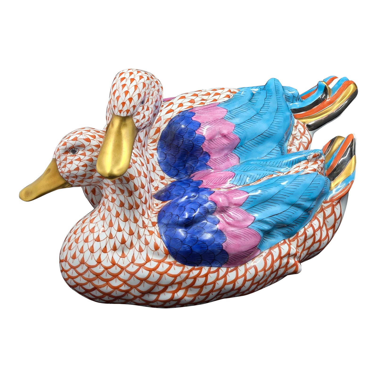 二羽のカモ Two Ducks ヘレンド ＃5036 ハンガリー ヴィンテージ 二羽