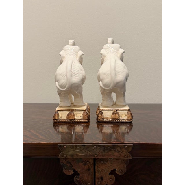 Vintage Fitz & Floyd Ceramic Elephant Bookends / Figurines - A Pair For Sale In Chicago - Image 6 of 10