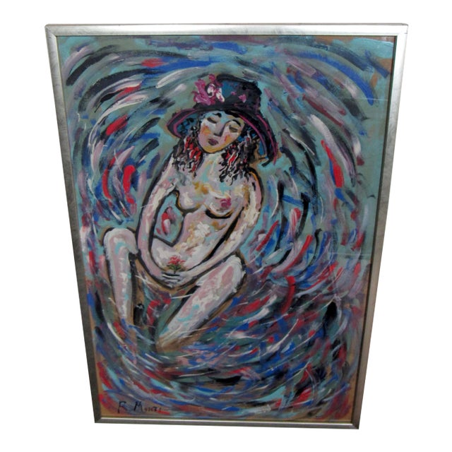 Framed Painting by R. Monti For Sale