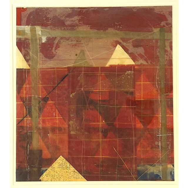 C1979 Original Steven Sorman (American 1948-Present) Mixed Media Framed Collage 'Untitled Red' For Sale - Image 13 of 18