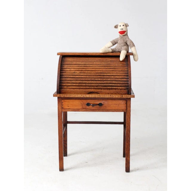 Early 20th Century Antique Child's Roll-Top Secretary Desk For Sale - Image 5 of 6
