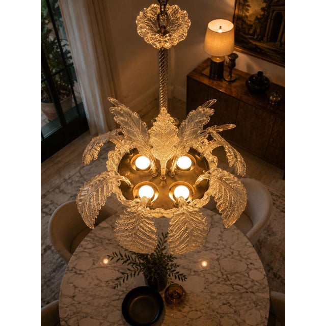 Metal Murano Glass Chandelier attributed to Ercole Barovier, 1940s For Sale - Image 7 of 18