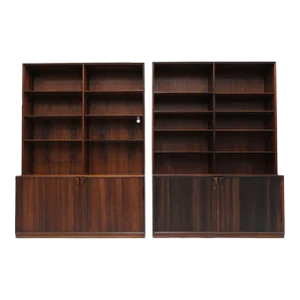 Mid 20th Century Frode Holm for Illums Bolighus Danish Rosewood Bookcase Cabinets - a Pair