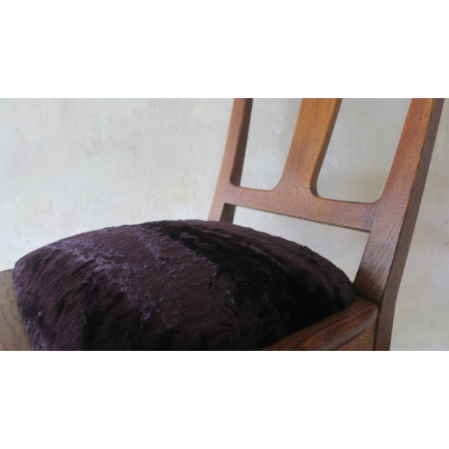 Art Nouveau Side Chair in Oak and Royal Purple Velvet, 1900s For Sale - Image 9 of 17