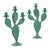1990s Vintage 1990s Pair of (2) Turquoise Prickly Pear Cactus Candelabras Metal Candle Stick Holders For Sale - Image 5 of 17