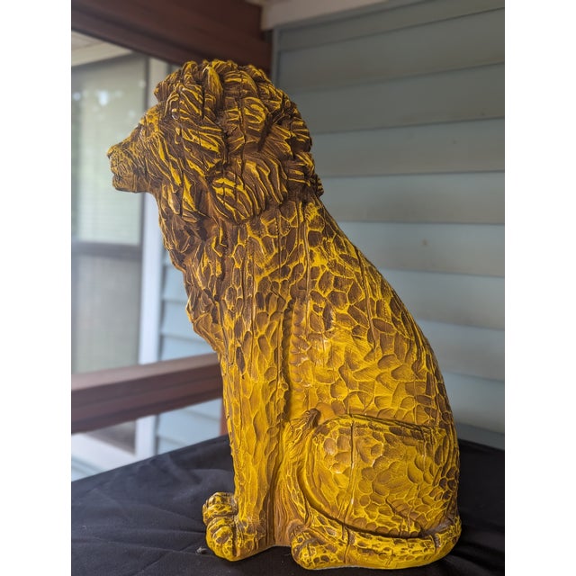 Hollywood Regency 1960s Hollywood Regency Style Gold Lion Sculpture Resin For Sale - Image 3 of 5