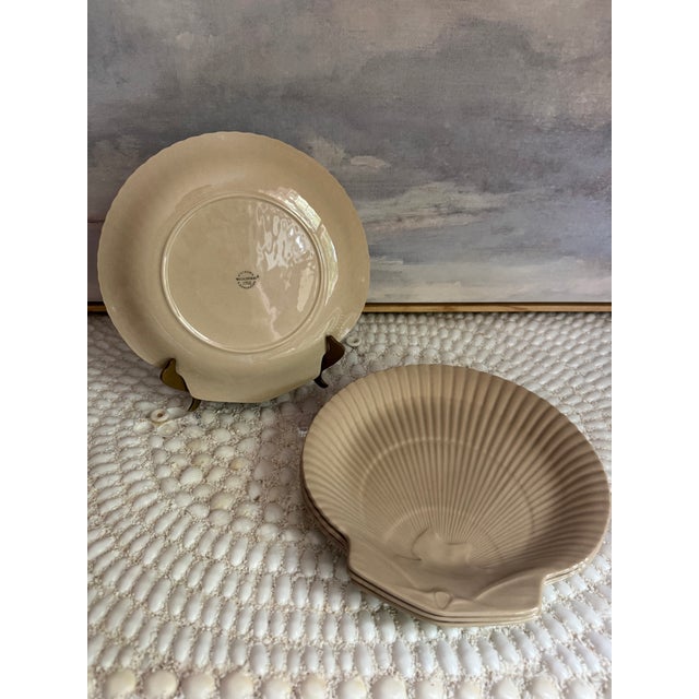 Mid 20th Century Mid 20th CenturyWedgwood Wedgwood of Etruria & Barlaston Nautilus Taupe Bone China Shell Plates -Set of 4 For Sale - Image 5 of 6