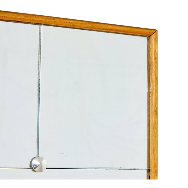 Mid-Century Modern Swedish Segmented Mirror in Beech Frame, 1960 For Sale - Image 4 of 7