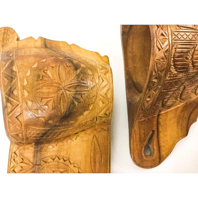 Hand Wood Carved Vintage Ritual Cups - A Pair For Sale - Image 11 of 11