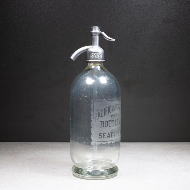 Late 19th Century Antique Heavy Glass Pacific & Puget Sound Bottling Co. Seltzer Siphon Bottle c.1894-1920 For Sale - Image 5 of 7