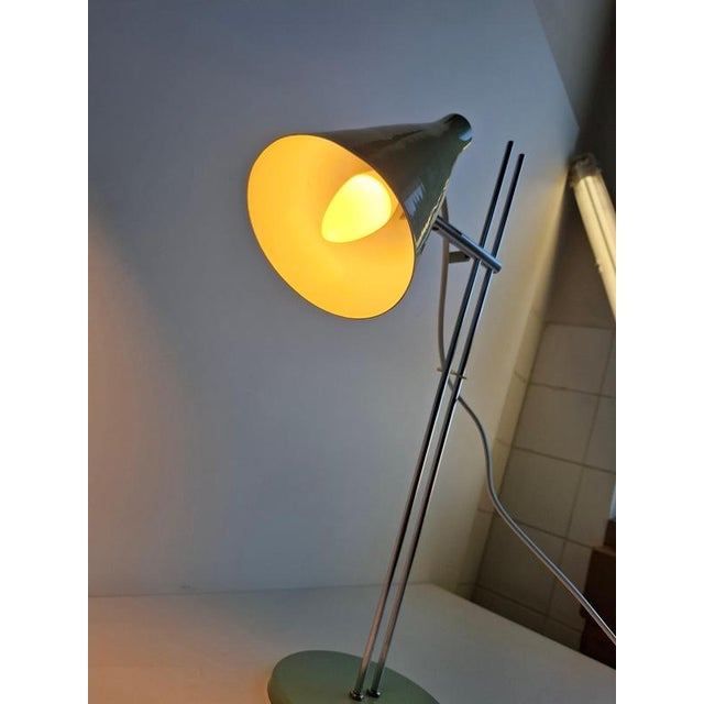 Gold Mid-Century Modern Table Lamp in Green Metal and Chrome by Josef Hůrka for Lidokov, 1970s For Sale - Image 8 of 18