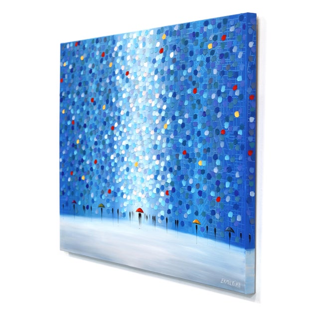 Abstract Whispers in Blue - Abstract Figurative Landscape Textured Impasto Oil Painting by Ekaterina Ermilkina For Sale - Image 3 of 8