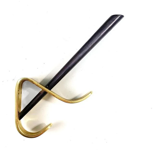 1970s Mid-Century Italian Modern Brass & Lacquered Aluminum Coat Hooks, 1970s, Set of 4 For Sale - Image 5 of 18