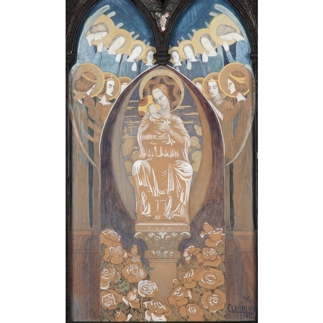 Yvonne clarinval (1894-1979) vierge à l'enfant et saints (the virgin with the child and saints) master of symbolism very...