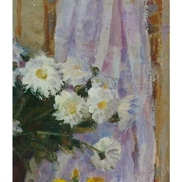 Realism Vintage Floral Still Life Oil Painting, Ukrainian Art, 1980s 54-48 For Sale - Image 3 of 6