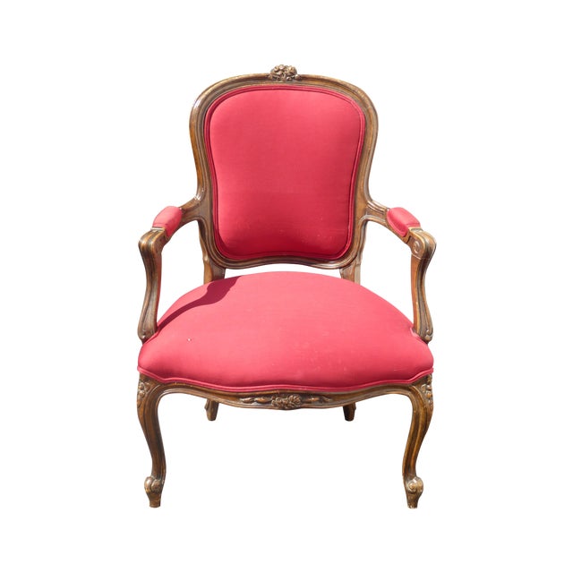 French Provincial Upholstered Red Armchair Chairish
