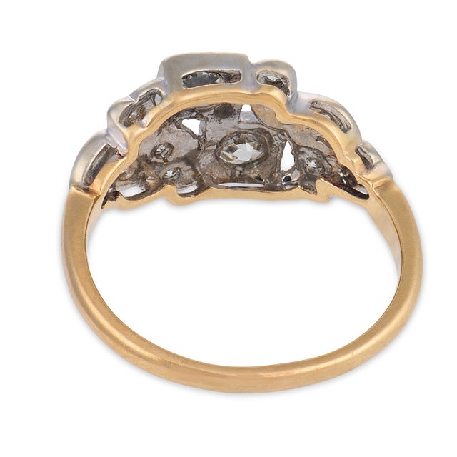 Mid 20th Century Retro Old Cut Diamond 14k Two Tone Gold Ring, Size 6.75 For Sale In Los Angeles - Image 6 of 7