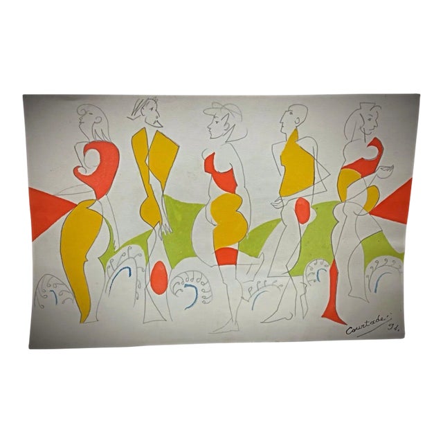 Vintage Jacques Courtade Drawing, Numbered 91 With Stamp For Sale