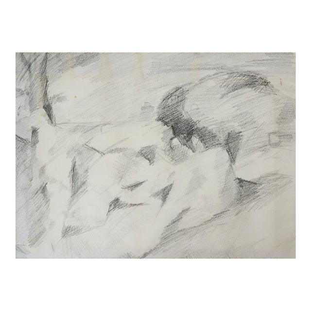 Mid 20th Century Naomi Boretz Abstract Pencil Drawing For Sale