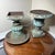 Metal Vintage Pair French Country Cast Iron Verdigris Green Garden Urns Planters For Sale - Image 7 of 8