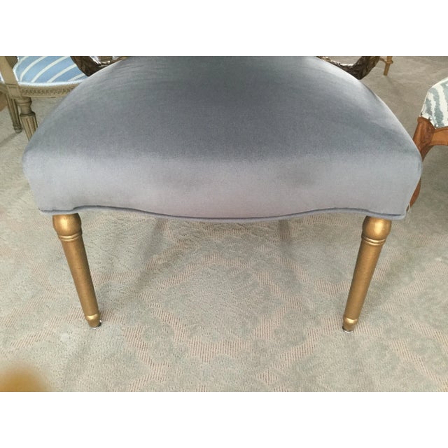 1990s Vintage Hollywood Regency Silver & Gold Upholstered Armchair For Sale - Image 5 of 10