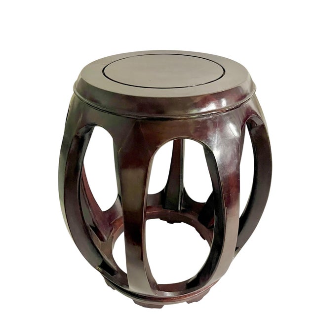 Mid 20th Century Pair of Vintage Chinese Chinoiserie Hardwood Garden Stools or PedestalS For Sale - Image 5 of 18