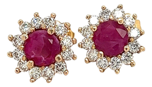 Natural Ruby Diamond Earrings 14k Yellow Gold 2.20 TCW Certified