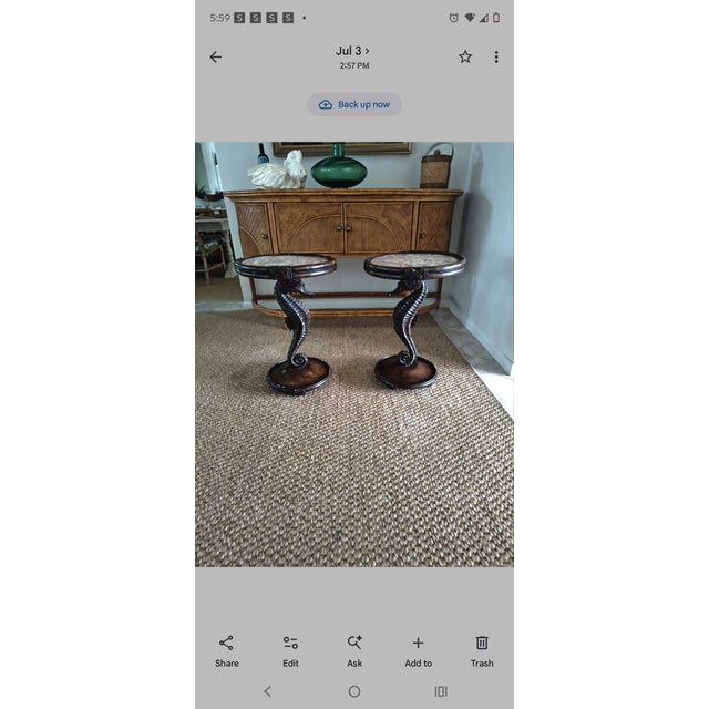 Vintage Boracay Seahorse Tables With Capiz Shell Tops For Sale - Image 4 of 5