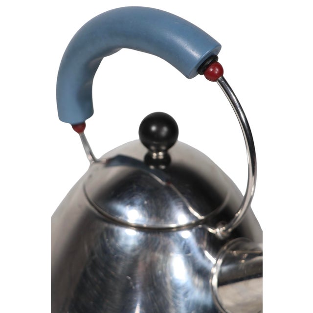 Metal Vintage Michael Graves for Alessi Memphis School Metal Teapot C 1980's For Sale - Image 7 of 8