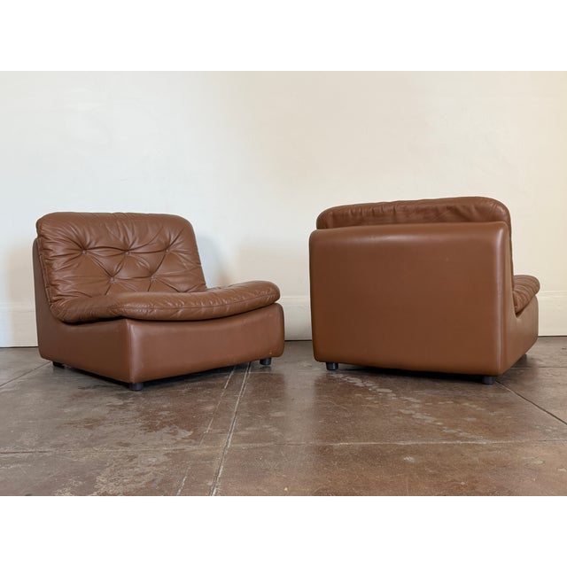 Vintage 1970's Brown Leather Modular Sofa For Sale - Image 13 of 18