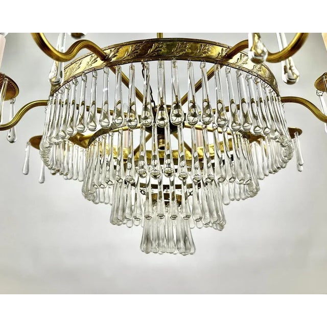 1960s Vintage French Cascading Crystal and Brass Chandelier, 1960s For Sale - Image 5 of 11
