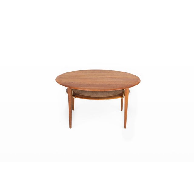 Round Coffee Table in Teak and Cane by Peter Hvidt & Orla Mølgaard Nielsen for France & Søn, 1960s For Sale - Image 6 of 6