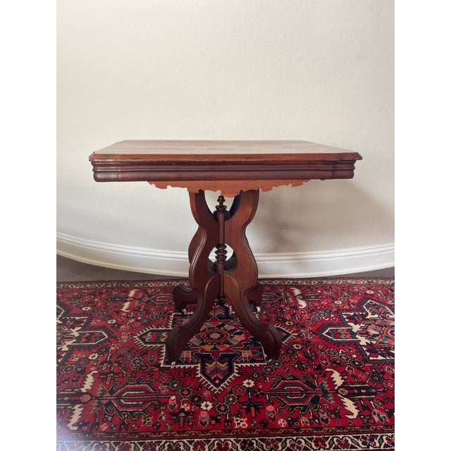 Antique Victorian Eastlake Style Carved Walnut Parlor Table, Lamp Table, Hall Table on Casters For Sale In Dallas - Image 6 of 12