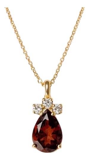 Garnet Cubic Zircona Pendant, January Birthstone Necklace