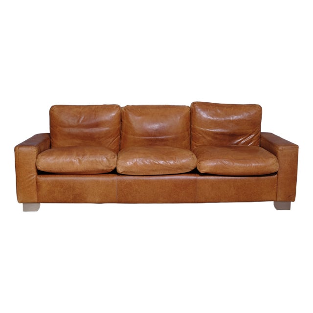 Artisanal Leather 3-Seater Sofa, 1990s For Sale