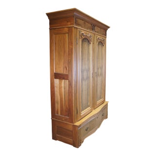Late 19th Century Antique Victorian Walnut Burl Knockdown Armoire For Sale