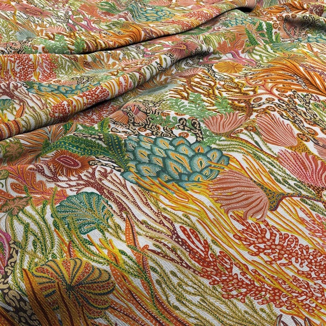 Contemporary Harlequin Acropora Fabric in Brazillian Rosewood/Nectar/Tree - a Sample For Sale - Image 3 of 3