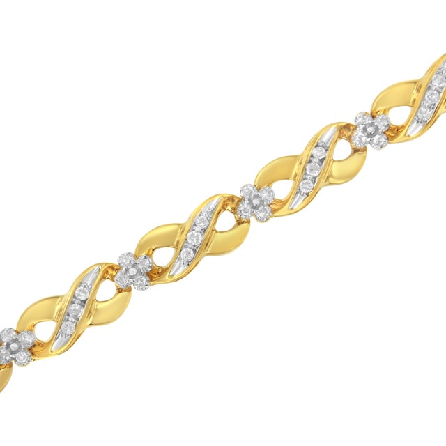 Haus of Brilliance 10K Yellow Gold Round-Cut Diamond Infinite Love Bracelet (1.00 cttw, I-J Color, I2-I3 Clarity) For Sale - Image 4 of 5
