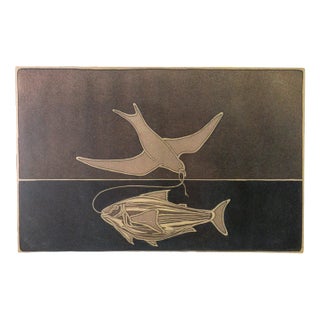 Dove and Fish Lithography by Francesco Casorati For Sale