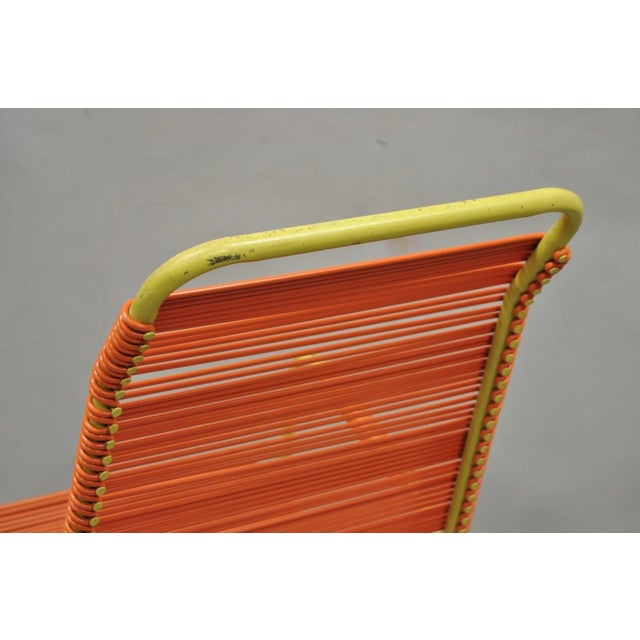 Vintage Mid Century Modern Orange Vinyl Spaghetti Strap Glider Lounge Chair For Sale - Image 17 of 18