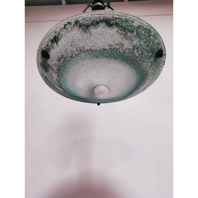 Mid-Century Modern Vintage Green Glass Chandelier For Sale - Image 3 of 15