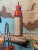 Mid Century Modern Boho Coastal Lighthouse and Harbour Framed Realism Needlepoint For Sale In West Palm - Image 6 of 8