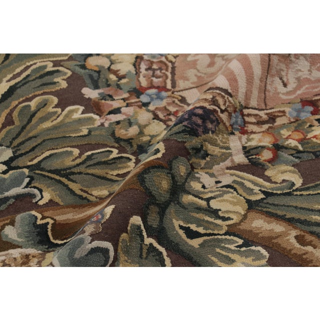 Green Rug & Kilim’s Armorial Tudor Style Rug in Black, With Beige, Blue and Gold Tones For Sale - Image 8 of 9
