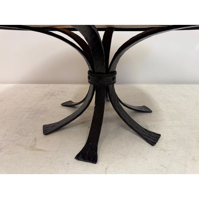 Vintage Round Onyx and Wrought Iron Coffee Table, 1970s For Sale - Image 10 of 13