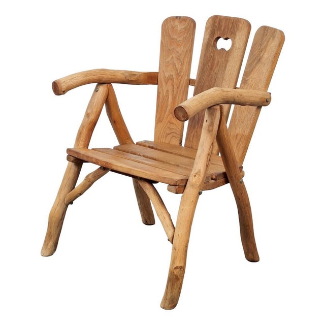 Brutalist Chair Wood Armchair, France, 1980s For Sale - Image 9 of 9