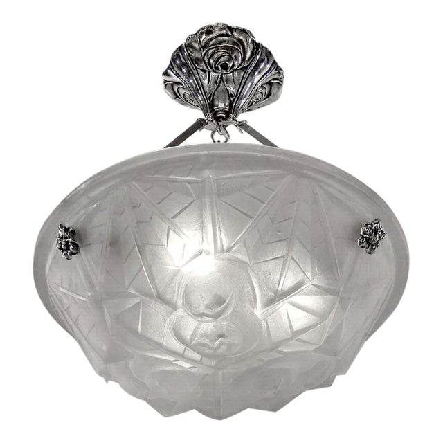 French Art Deco Pendant Light by Degue 1930 France For Sale
