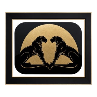 Black & Gold Panther Wall Art For Sale