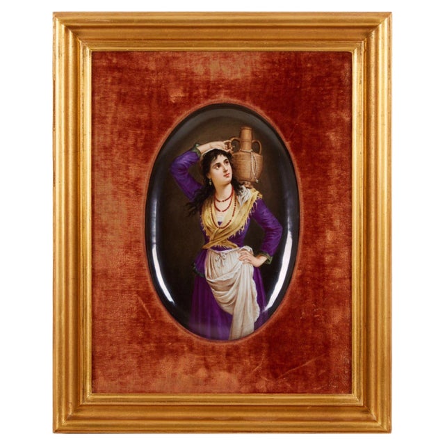Porcelain Slab of the 19th Century, Girl with a Jug For Sale