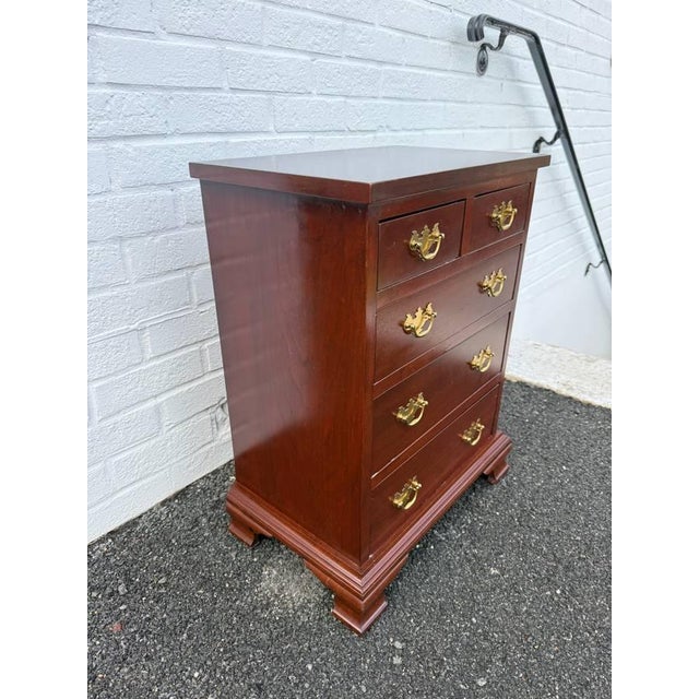 American Vintage Chippendale Style 5 Drawer Nightstand by Tom Selly For Sale - Image 3 of 13