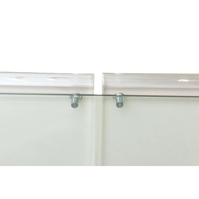 Wood Vintage White Lacquered Over Wood, Chrome, Steel, Glass and Lucite Floating Desk Custom 70's For Sale - Image 7 of 10